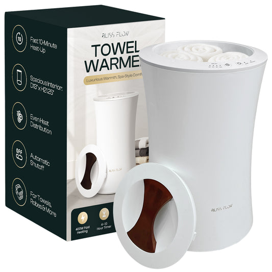 BlissFlow Large Towel Warmer Bucket – 22L, 400W Fast and Even Heating, 4–10 Hour Timer with Auto Shut-Off, Certified Safe for Home, Bathroom, Salon & Spa Use