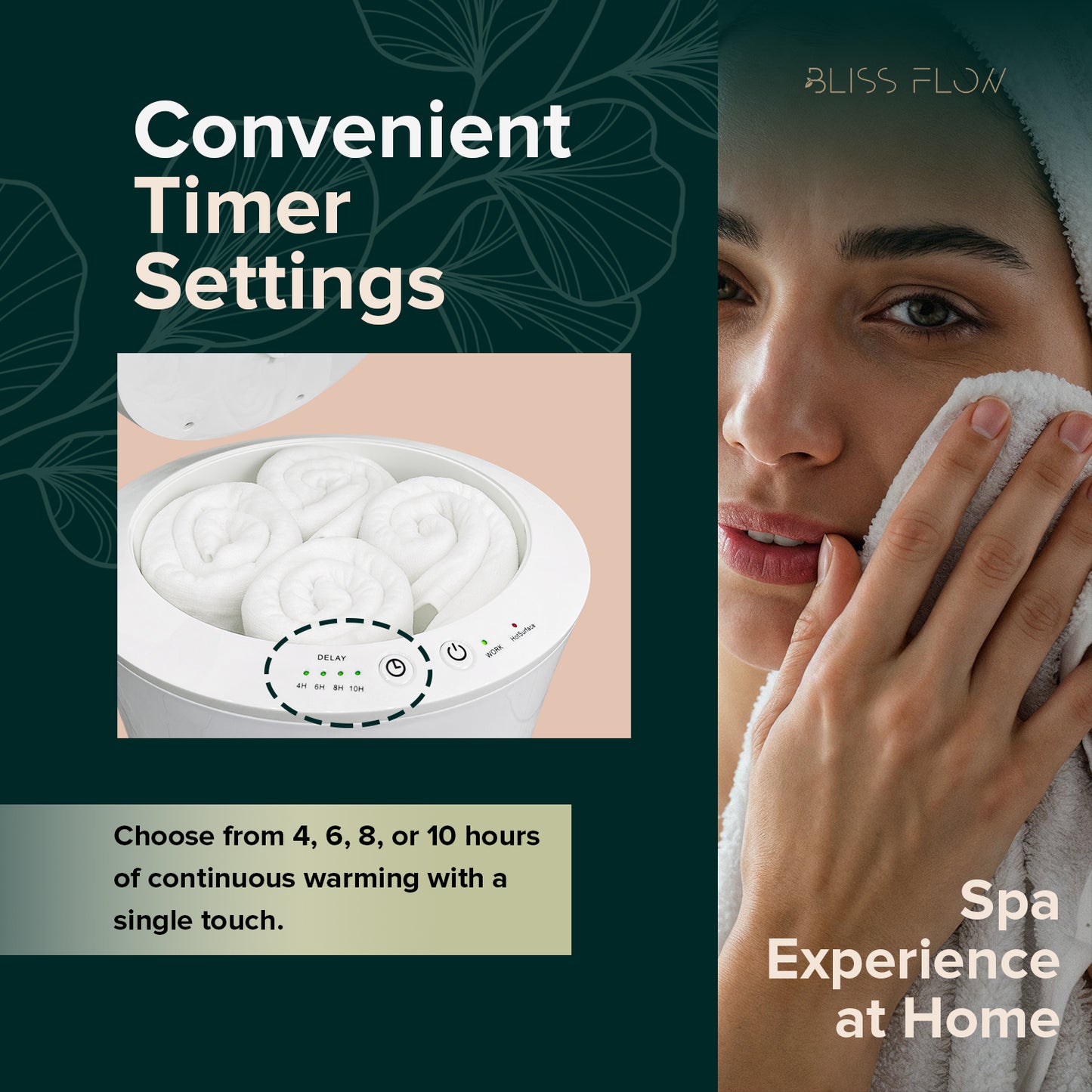 BlissFlow Large Towel Warmer Bucket – 22L, 400W Fast and Even Heating, 4–10 Hour Timer with Auto Shut-Off, Certified Safe for Home, Bathroom, Salon & Spa Use